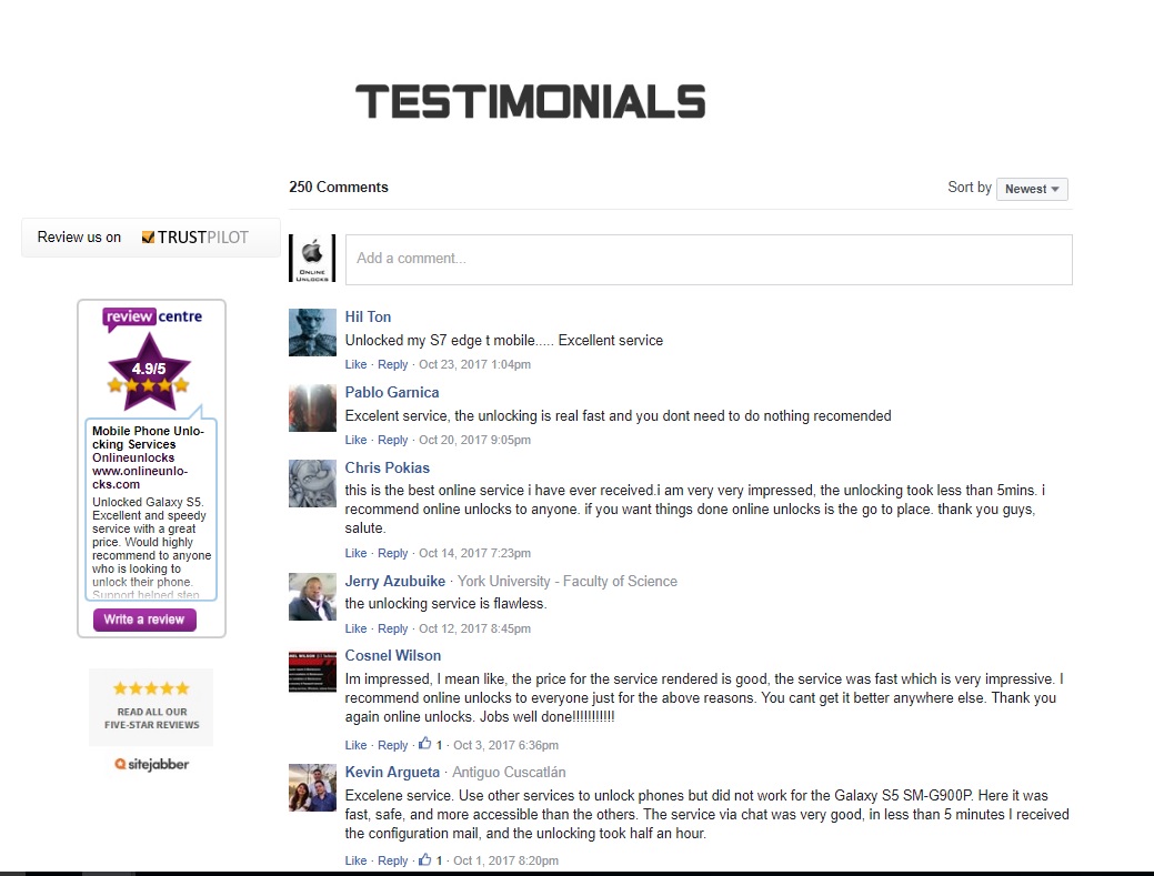 Onlineunlocks team reviews